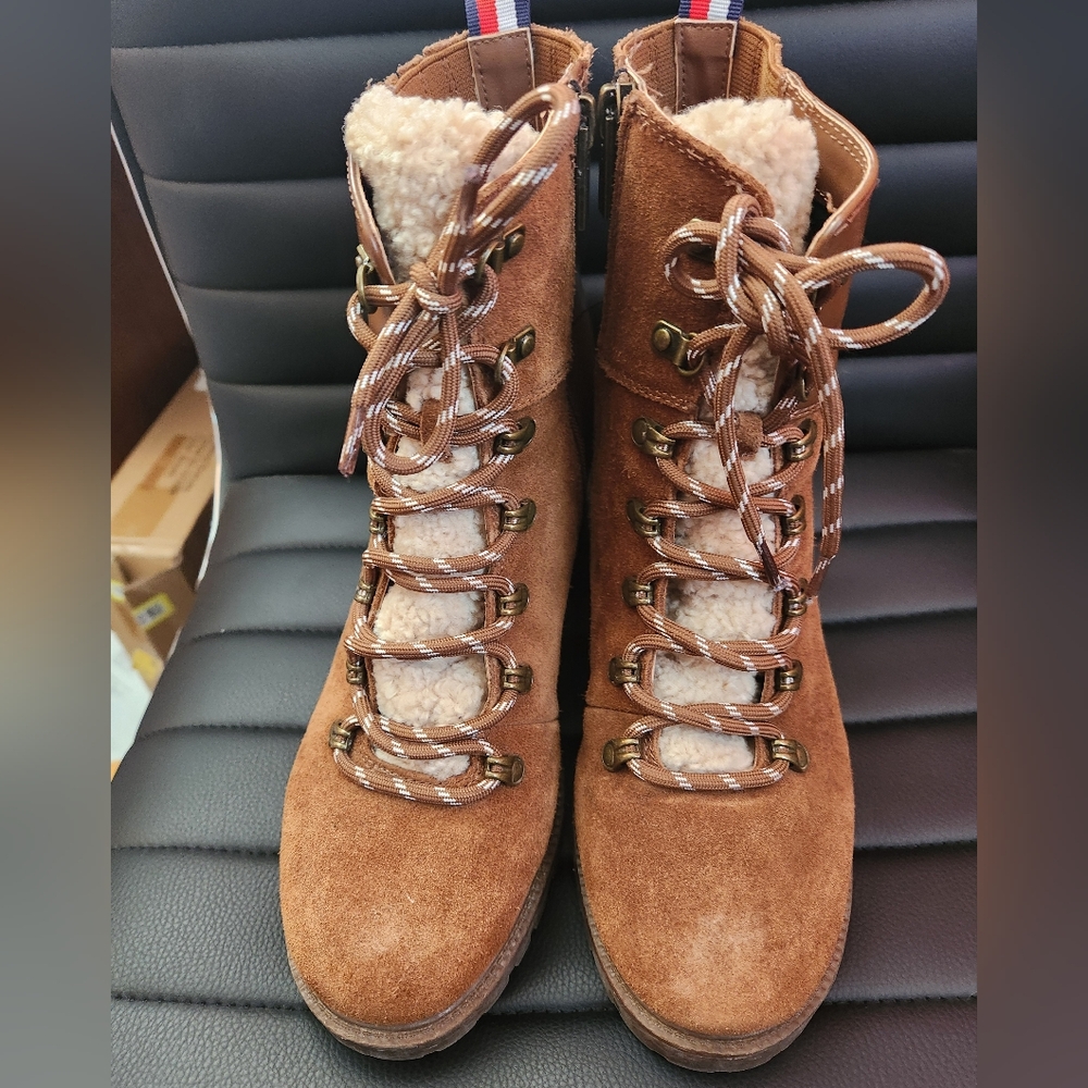 Tommy Hilfiger Tan Lace Up Boots